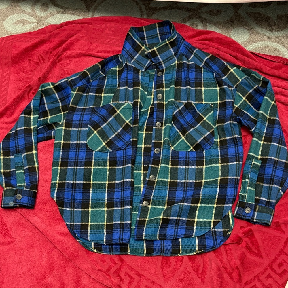 Zara Blue and Black n green  Plaid Shirt